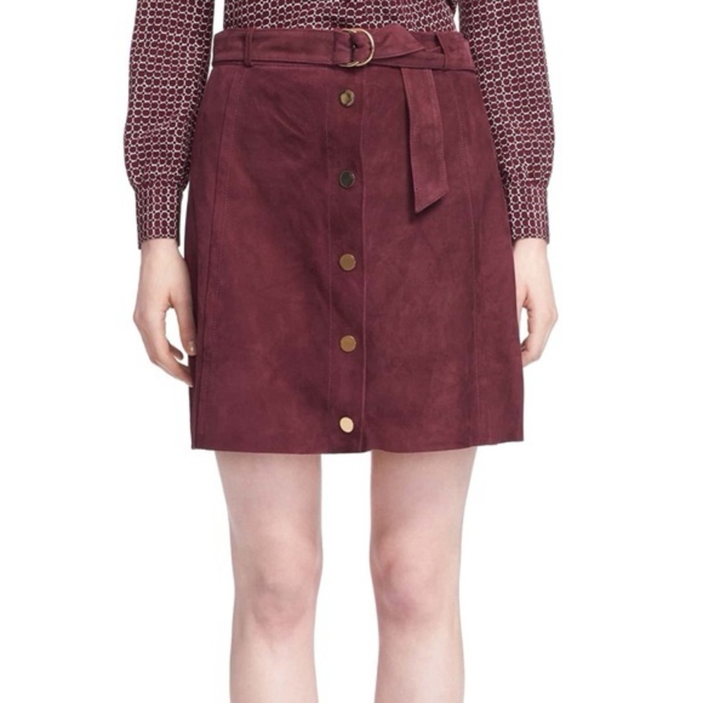 NWT $578 Kate Spade Belted Suede A-Line Skirt - Picture 2 of 7